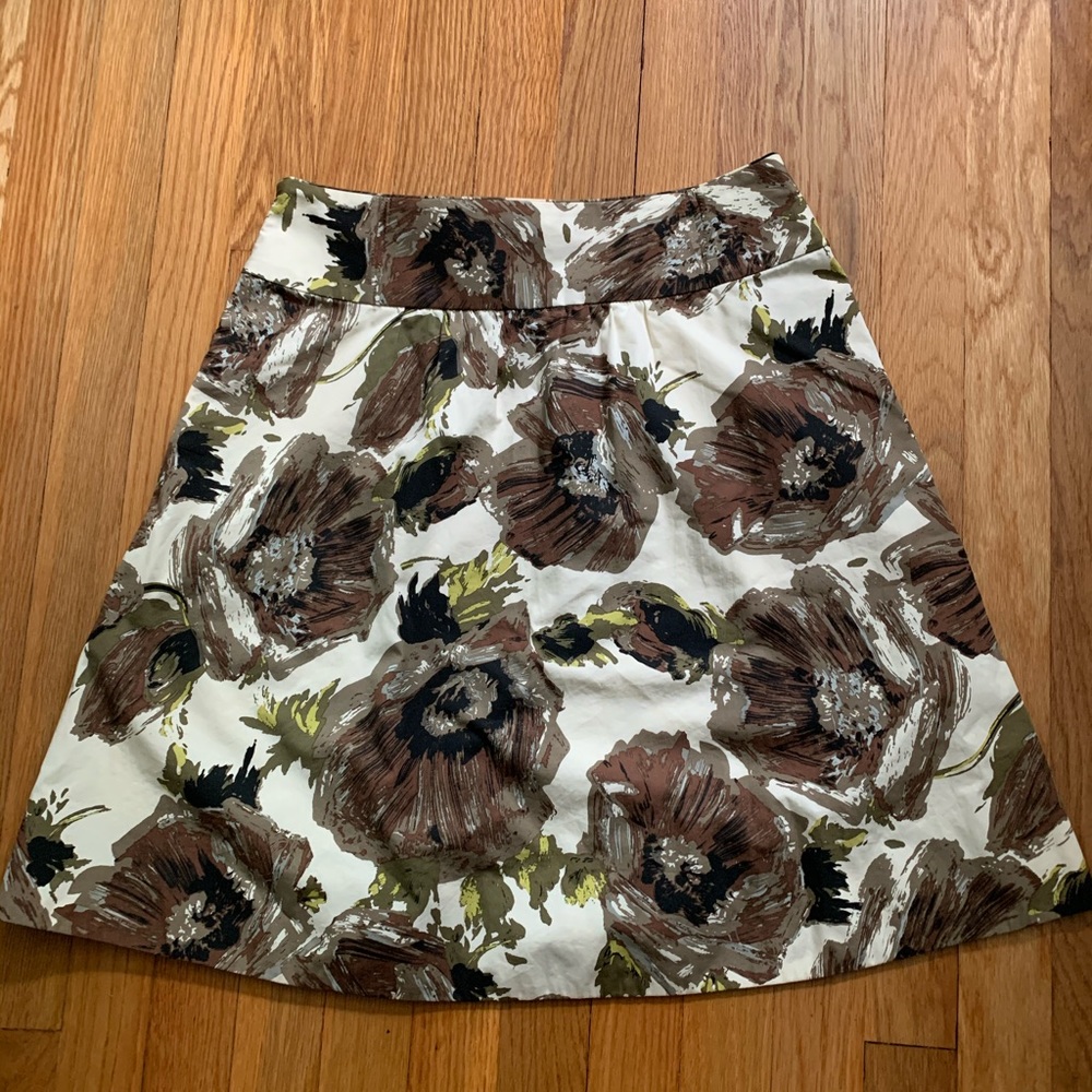 J.Crew Brown Floral A Line Skirt Size 2